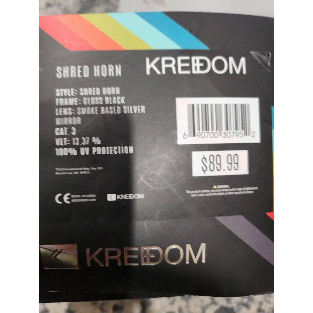 Kredom Shred Horn Snow Goggles Gloss Blk Silver Mirror Lens Magna 8 RX Friendly
